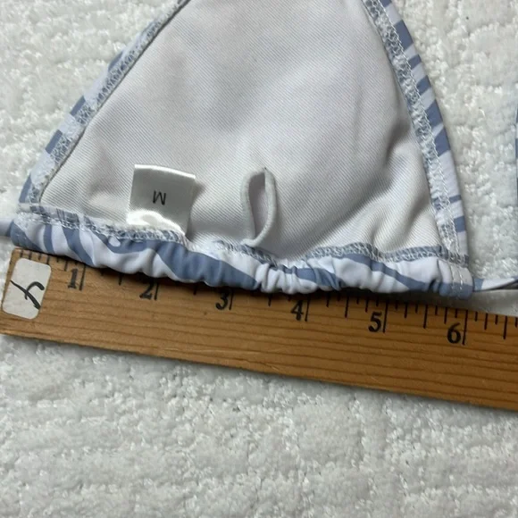 Zebra Print Periwinkle Purple White Triangle String Bikini Top Padded M - Picture 5 of 5